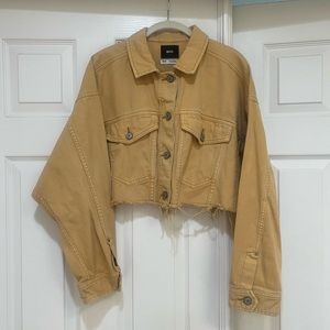 Bdg Tan Cropped Rough hem Jean Jacket | Urban Outfitters.‎ Size Medium